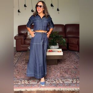 Stylish Navy Denim Skirt